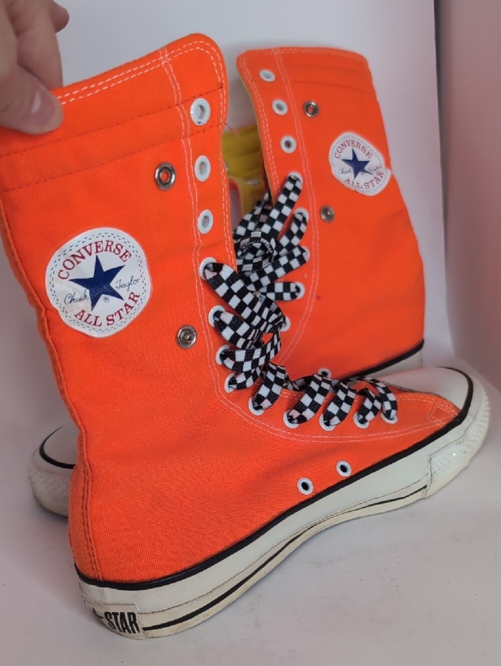 Vintage Converse Bright Orange High-Top Sneakers - Picture 2 of 9